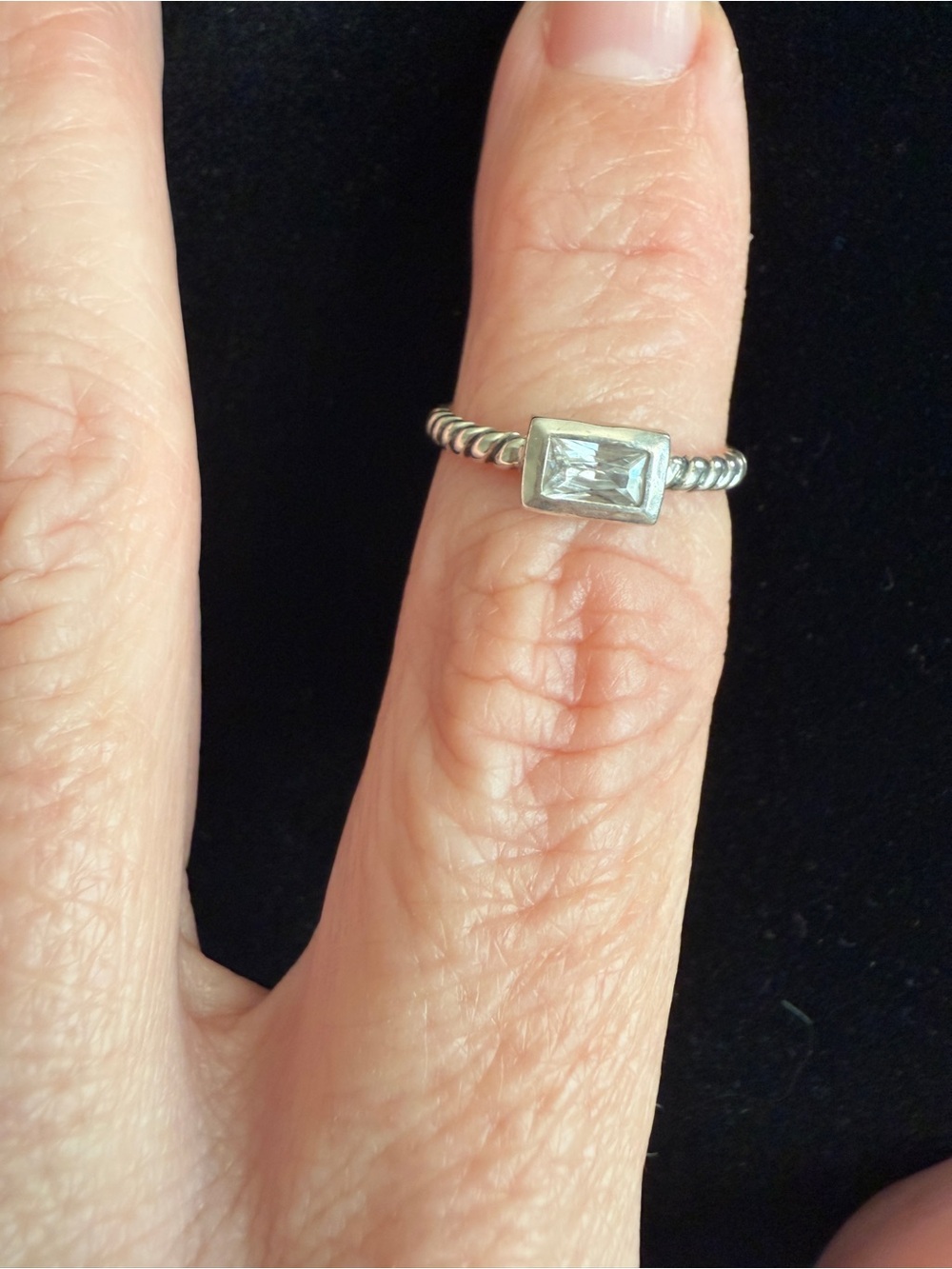 Silpada R2462 Belle Fleur Rectangle Ring Sterling Silver CZ Retired